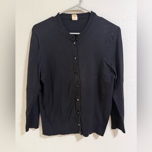 J.Crew Black Button Front Knit Cardigan Sweater Size L